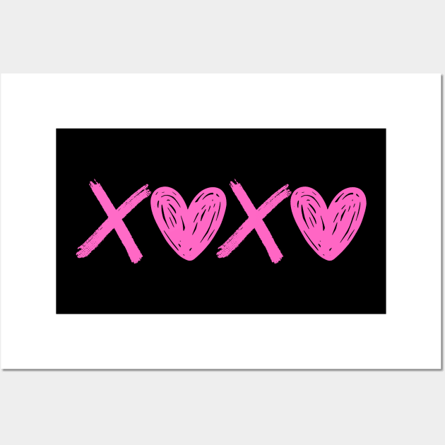 Xoxo Hearts - Hugs And Kisses Pink Color Wall Art by Lexicon Theory